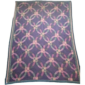 San Marcos Wedding Ring Throw Blanket Vintage Acrylic Soft Fleece Feel 58x74 VTG - Foto 1 di 4