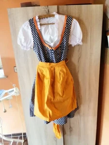 Damen Baumwoll - Dirndl mit kurze Bluse und Schürze, Orange. 42-Oskartrachten - Bild 1 von 8