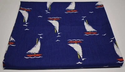 3/4 yard x 45" cotton fabric NAUTICAL SAILBOAT WATER quilt craft - Image 1 of 2