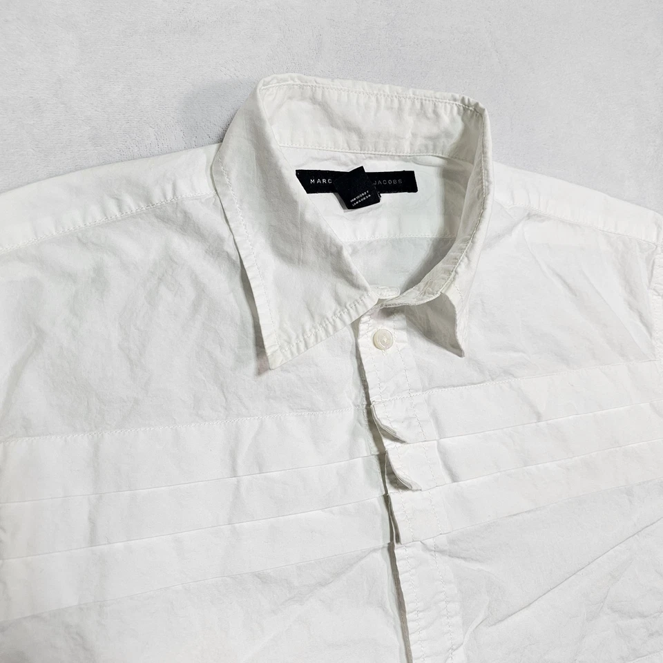 Marc by Marc Jacobs 纽扣衬衫男式小号打褶 100% 棉长袖  — 第 1/4 张图片