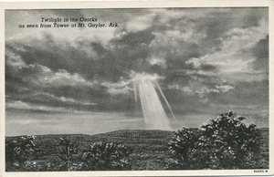 Mt. Gaylor AR * Tower View of Twilight in Ozarks ca. 1940 * Crawford Co. - Picture 1 of 2