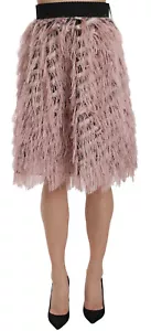 DOLCE & GABBANA Skirt Fringe Metallic Pencil A-line Pink IT42/ US8 / M RRP $1000 - Picture 1 of 8