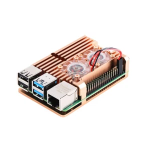 Raspberry Pi 3 4 Aluminum Case with Dual Cooling Fan Black and Golden - Picture 1 of 9