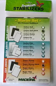 Madeira Embroidery Stabiliser starter set - 12 assorted - Picture 1 of 1