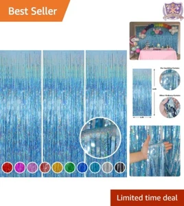 Fringe Curtains Aluminium Foil 3.2x8.2ft Tinsel Backdrop Party Decorations Li... - Picture 1 of 10