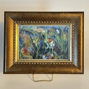 Miniatura originale arte pastello "Studio stagno" incorniciata firmata McClosky 7"x5,5" - Foto 1 di 6
