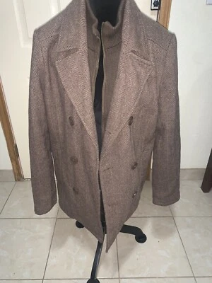 Black Rivet GIII Brown Double Breasted Pea Coat Wool Jacket Men’s M - Image 1 of 4