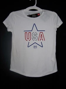 Under Armour Girl's Shirt, XL, UA USA Freedom Star Logo, Short Sleeve, NWT - Picture 1 of 2
