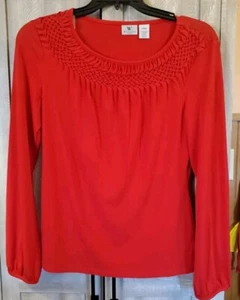 Worthington Stretch Women’s Stylish Red Blouse Size Large Long Sleeve - Picture 1 of 7