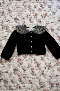BONJOUR DIARY crop button up velvet collar shirt blouse top 14 - Picture 1 of 12