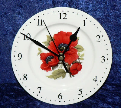 Poppy poppies wall clock porcelain wall clock - gift  boxed - Image 1 of 3