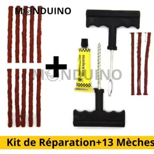 Kit de réparation Tubeless Crevaison mèche Pneu Voiture Moto Outils + 13 Mèches - Bild 1 von 13