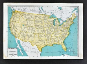 1944 Geographical Map United States America Texas California New York Florida  - Picture 1 of 1