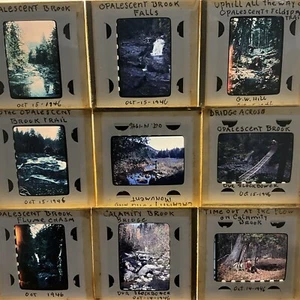 9 / 1946 Adirondack GLASS SLIDE 35mm OPALECENT CALAMITY POND BROOK BRIDGE FALLS - Picture 1 of 12