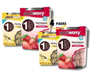 Don't Worry Meringue Cookies Keto Friendly | Strawberry & Vanilla | 4 PACKS - Picture 1 of 7