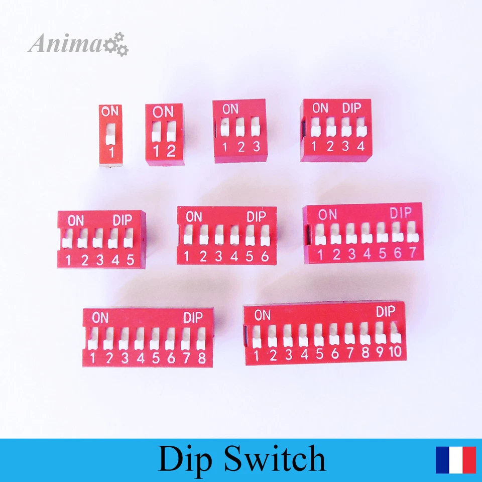 Lot de (1pc à 10pc), Interrupteur DIP Switch 2.54 (1P 2P 3P 4P 5P 6P 7P 8P 10P) - Photo 1/1