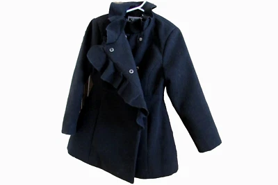 ROTHSCHILD Girls Ruffle Dress Coat Pockets snap closure Black Size 5/6-nwot - Image 1 of 4