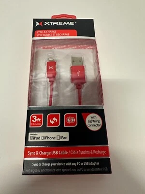 Xtreme 3 ft Apple lightening to USB sync & charge cable Red    MFi-Certified - Image 1 of 2