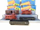 5 Vintage Roundhouse Ho All Metal Freights 2 Caboose+2 Gons+Boxcar Metal Trucks