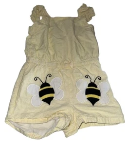 Gymboree Yellow Seersucker Bumble Bee Outfit Romper Girls 6 Busy Little Bee - Picture 1 of 8