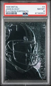 John Elway 1996 Fleer Metall Platin Porträts #3 Denver Broncos - PSA 8 - Bild 1 von 2