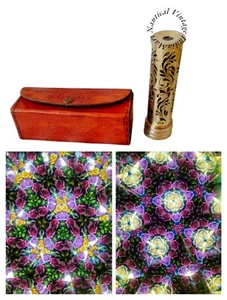 Antiguo caleidoscopio de latón Gilbert & Sons de colección reproducción de 1895 con estuche - Imagen 1 de 10