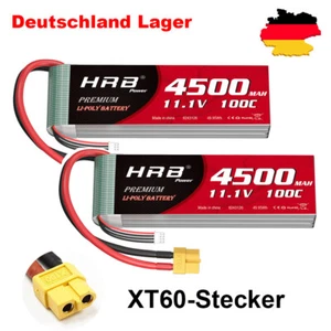 2pcs HRB 11,1V 3S 4500mAh XT60 Lipo Akku für RC Fahrzeug Hubschrauber Auto Lkw - Bild 1 von 7