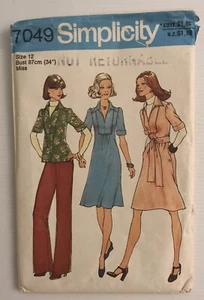 Simplicity 7049 Vintage 70s Sewing Pattern Dress Top Pants Size: 12 - Bild 1 von 9