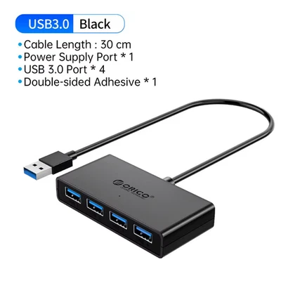 ORICO Hub USB 4 Porte Multi USB 3.0 Hub USB Splitter Con Alimentatore per PC Win - Immagine 1 di 4