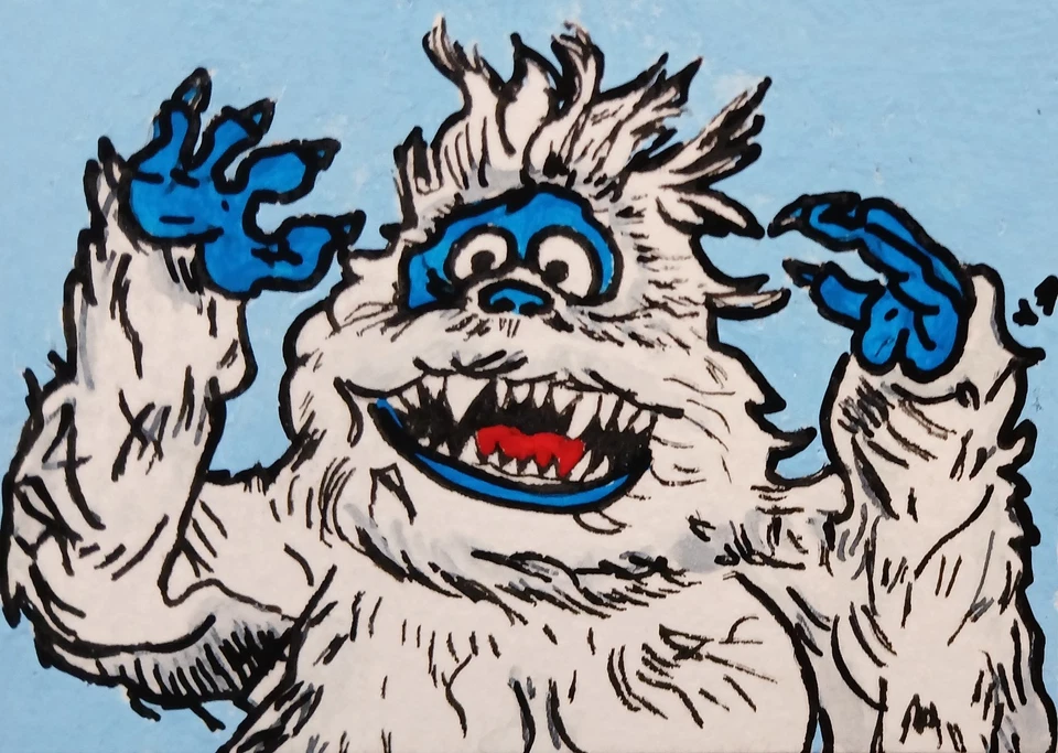 Rudolph Misfit Abominável ATC CARD ACEO ORIGINAL PINTADO À MÃO Assinado OOAK - Imagem 1 de 1