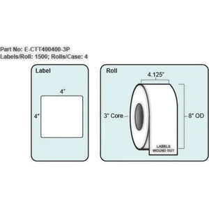 Etiqueta de transferencia térmica 4x4, con Perf, 1500 etiquetas por rollo, 4 rollos por caja, - Imagen 1 de 1