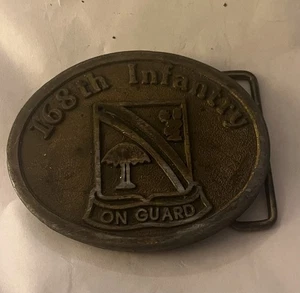 Seltene Messing 168th Infantry On Guard Gürtelschnalle Hit Line USA - Bild 1 von 3