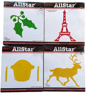 Ellison Sizzix Allstar Die Lot 4 Eiffel Tower Holly Cupcake Reindeer New NIP A10 - Picture 1 of 10