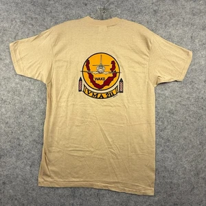 Vintage 80s VMA-211 Wake Island Avengers Hanes Men’s L Tan Single Stitch USMC - Picture 1 of 12