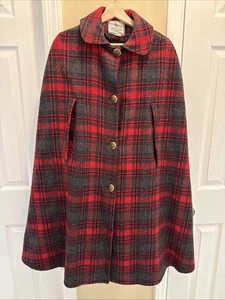 Vintage Johnson Woolen Mills Plaid Wool Cape Women’s Small/Med - Picture 1 of 7