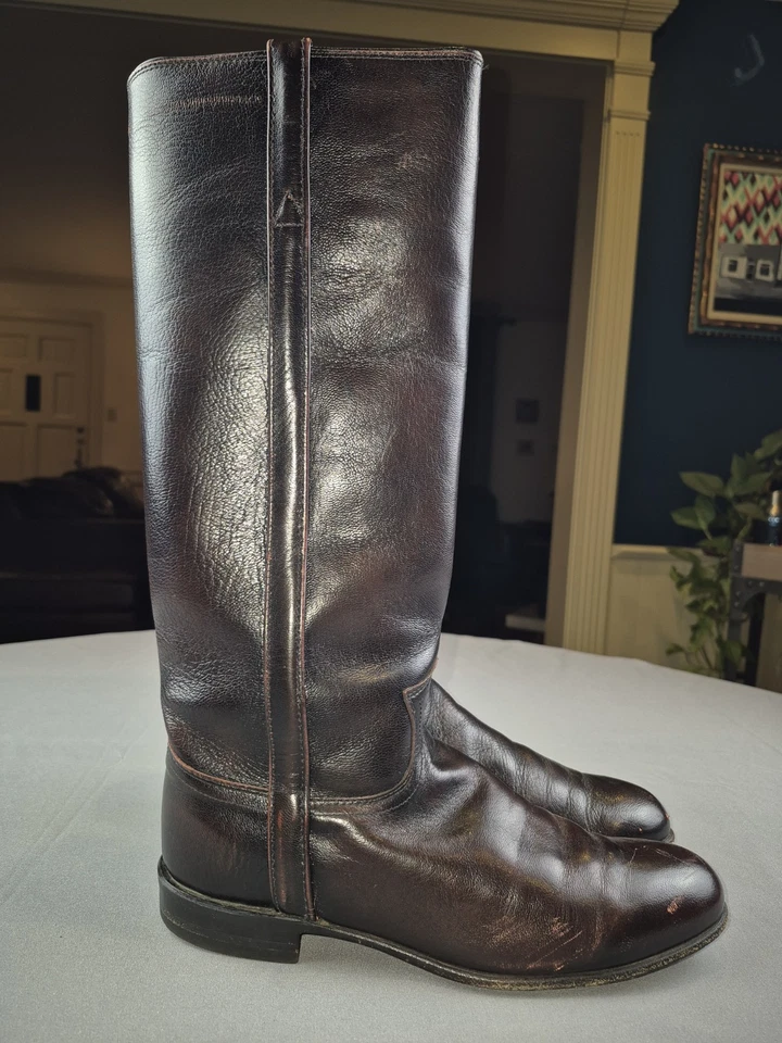 Justin Oxblood Leather Tall Stovepipe Cowboy Boots Womens Size 7 B Style L4728 - Image 1 of 4