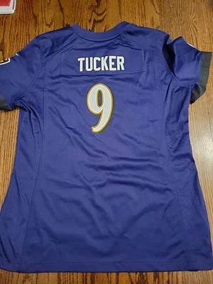 Camiseta de fútbol americano Nike Justin Tucker Baltimore Ravens NFL para mujer top grande para dama  Foto 1 de 4