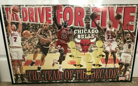 1997 Chicago Bulls Champs Starline Poster "The Drive For Five" Jordan, Pippen Cover