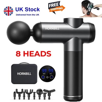 HORNBILL Massage Gun Deep Percussion Massager Muscle Vibration Tissue Relaxing Therapy UK