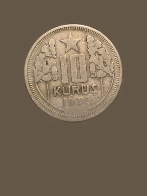 1936 Turkey 10 Kurus Copper Nickel coin - VF (Very Fine) - Image 1 of 2