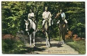 Horse Riding Bear Mountain State Park New York hand colored postcard - Picture 1 of 1