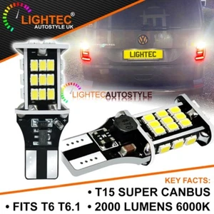For VW Transporter T6 T6.1 2x CanBus 1000lm 30 SMD LED White T15 Reverse Bulbs - Picture 1 of 4