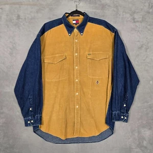 Vintage Tommy Hilfiger Denim Corduroy L/S button down shirt mens Large 90s Y2K - Picture 1 of 11