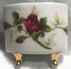 Soporte de palillo de dientes vintage Lefton China púrpura violetas de Nápoles con patas - Imagen 1 de 5