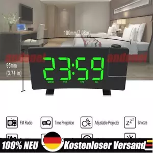 LED FM Radiowecker mit Projektion Digital Funkuhr Dimmbar Tischuhr Alarm USB DE` - Bild 1 von 17