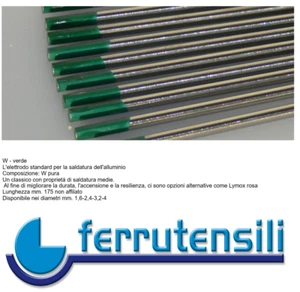 Elettrodo Tungsteno per Saldatura TIG WP Puro Verde diametro mm. 2,4 - Foto 1 di 1