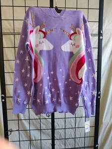 Well-Worn Unicorn Hooded Knit Sweater Girls Size Large - Picture 1 of 4