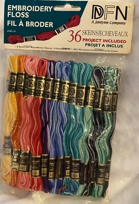 Janlynn DFN Embroidery Floss Pack of 36 Variegated Skeins Cotton NOS - Image 1 of 4