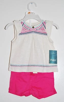 Новый с Ярлыками Lucky Brand младенца девочек 2шт розовый шорты и slvls крестьянин верхний комплект 12 М 18 М 24 М - Изображение 1 из 4