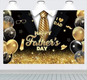 Bow Tie Happy Father's day Backdrop Party Photo Background Banner Props Decor - Picture 1 of 8